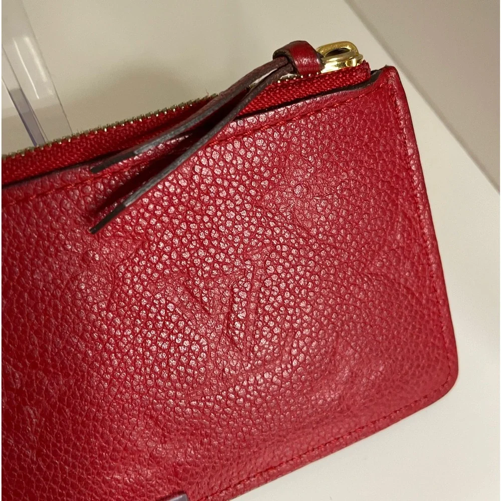 Louis Vuitton Monogram Pochette Empreinte Felicie Zip Insert Wallet Red Pink